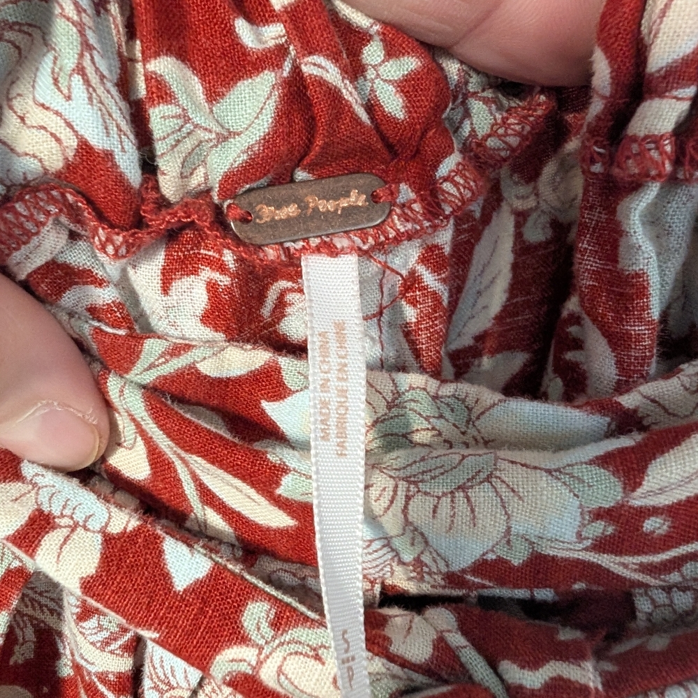 FREE PEOPLE Sunday Set 2-Piece Floral Linen Blend Size Small Boho Beach - Picture 4 of 11